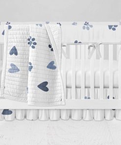 Bumperless Crib Set with Ruffle Skirt and Modern Rail Cover - Puppy Love