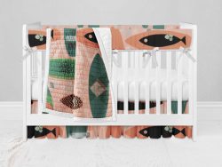 Bumperless Crib Set with Ruffle Skirt and Modern Rail Cover - Boards & More