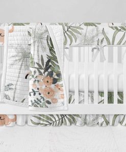 Bumperless Crib Set with Ruffle Skirt and Modern Rail Cover - Island Paradise
