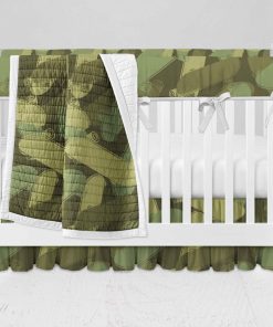 Bumperless Crib Set with Ruffle Skirt and Modern Rail Cover - Skate Camo