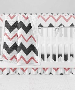 Bumperless Crib Set with Ruffle Skirt and Modern Rail Cover - Zig then Zag