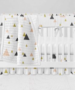 Bumperless Crib Set with Ruffle Skirt and Modern Rail Cover - Geo Angle