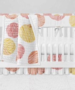 Bumperless Crib Set with Ruffle Skirt and Modern Rail Cover - Polka Dot