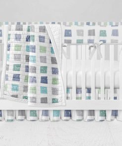 Bumperless Crib Set with Ruffle Skirt and Modern Rail Cover - Confetti