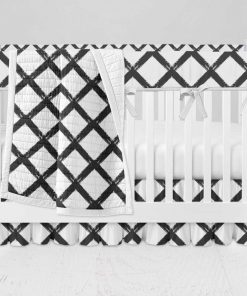 Bumperless Crib Set with Ruffle Skirt and Modern Rail Cover - Lattice