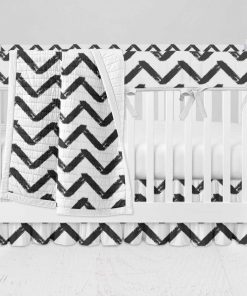 Bumperless Crib Set with Ruffle Skirt and Modern Rail Cover - Ziggy Zag