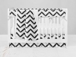 Bumperless Crib Set with Ruffle Skirt and Modern Rail Cover - Ziggy Zag