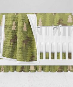 Bumperless Crib Set with Ruffle Skirt and Modern Rail Cover - Mighty Moose