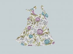 Dress with Shoulder Ties - Floral Teal Purple