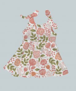 Dress with Shoulder Ties - Coral Flowers