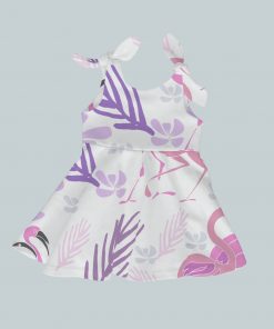 Dress with Shoulder Ties - Flamingos And Flowers