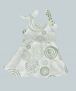 Dress with Shoulder Ties - Swirl Green