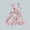 Dress with Shoulder Ties - Unicorns on Pink