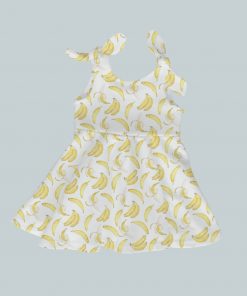 Dress with Shoulder Ties - Watercolor Banana