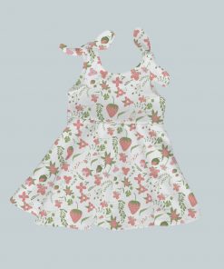 Dress with Shoulder Ties - Strawberry Sunshine