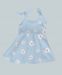 Dress with Shoulder Ties - Blue Daisies