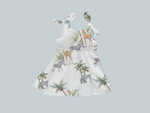 Dress with Shoulder Ties - Zebra Palm Tree