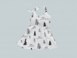 Dress with Shoulder Ties - Trees on White
