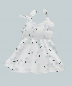 Dress with Shoulder Ties - Baby Blue Flowers