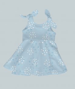 Dress with Shoulder Ties - Soft Blue Dots