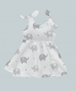 Dress with Shoulder Ties - Elephant Print Gray