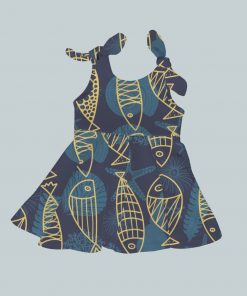 Dress with Shoulder Ties - Yellow Fish