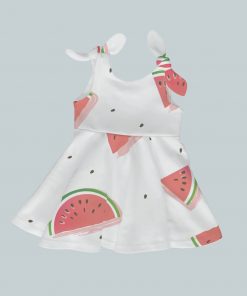 Dress with Shoulder Ties - Watermelon Slices & Seeds