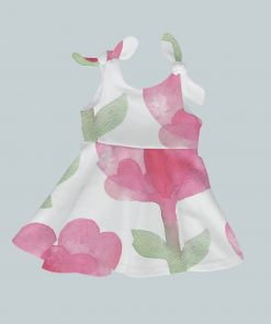 Dress with Shoulder Ties - Watercolor Heart Flowers