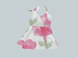 Dress with Shoulder Ties - Watercolor Heart Flowers