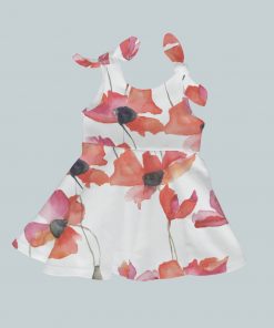 Dress with Shoulder Ties - Soft Red Buds