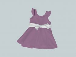 Dress with Ruffled Sleeves and Bow - Purple