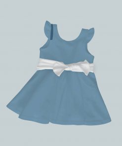 Dress with Ruffled Sleeves and Bow - Bright Blue