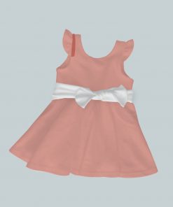 Dress with Ruffled Sleeves and Bow - Peach