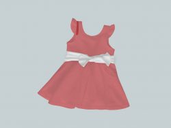 Dress with Ruffled Sleeves and Bow - Coral