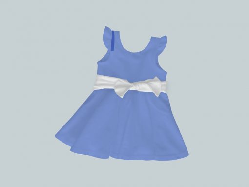 Dress with Ruffled Sleeves and Bow - Periwinkle