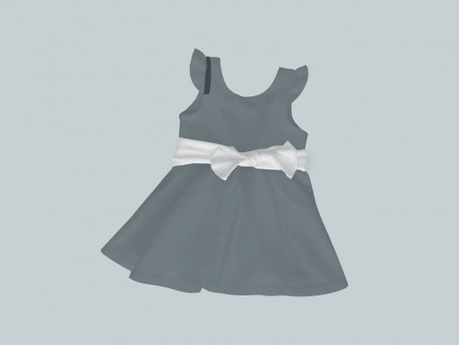 Dress with Ruffled Sleeves and Bow - Dark Gray