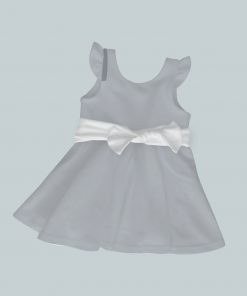 Dress with Ruffled Sleeves and Bow - Light Gray