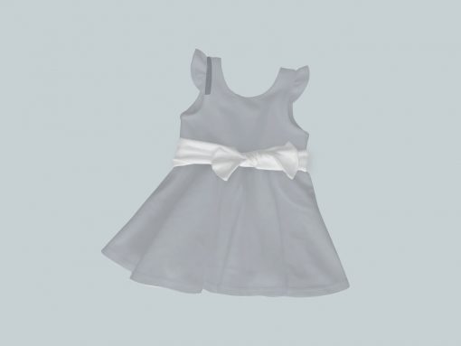 Dress with Ruffled Sleeves and Bow - Light Gray