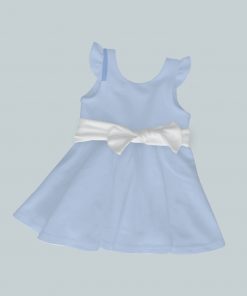 Dress with Ruffled Sleeves and Bow - Blue