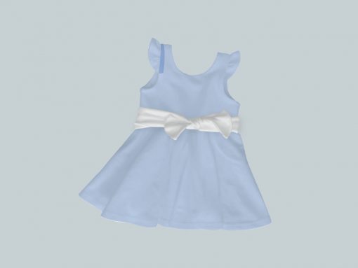 Dress with Ruffled Sleeves and Bow - Blue