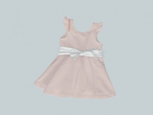 Dress with Ruffled Sleeves and Bow - Pink