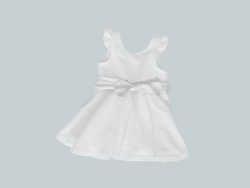 Dress with Ruffled Sleeves and Bow - White