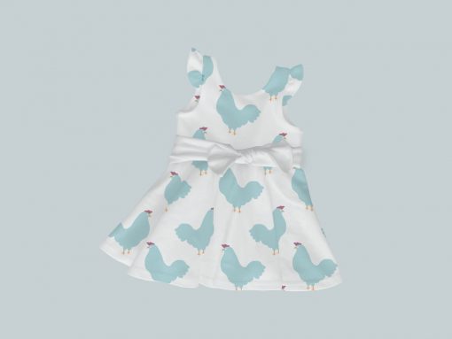 Dress with Ruffled Sleeves and Bow - Chicken Chick