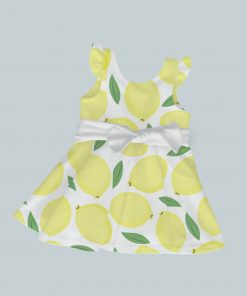 Dress with Ruffled Sleeves and Bow - Lively Lemons