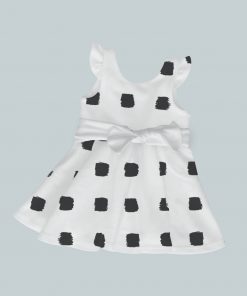 Dress with Ruffled Sleeves and Bow - Checked