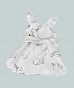 Dress with Ruffled Sleeves and Bow - Bunny Baby