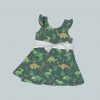 Dress with Ruffled Sleeves and Bow - Dino Green