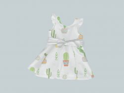 Dress with Ruffled Sleeves and Bow - Cactus Collection
