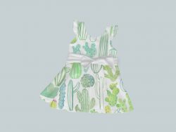 Dress with Ruffled Sleeves and Bow - Cactus