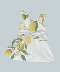 Dress with Ruffled Sleeves and Bow - Lemons Detailed Floral